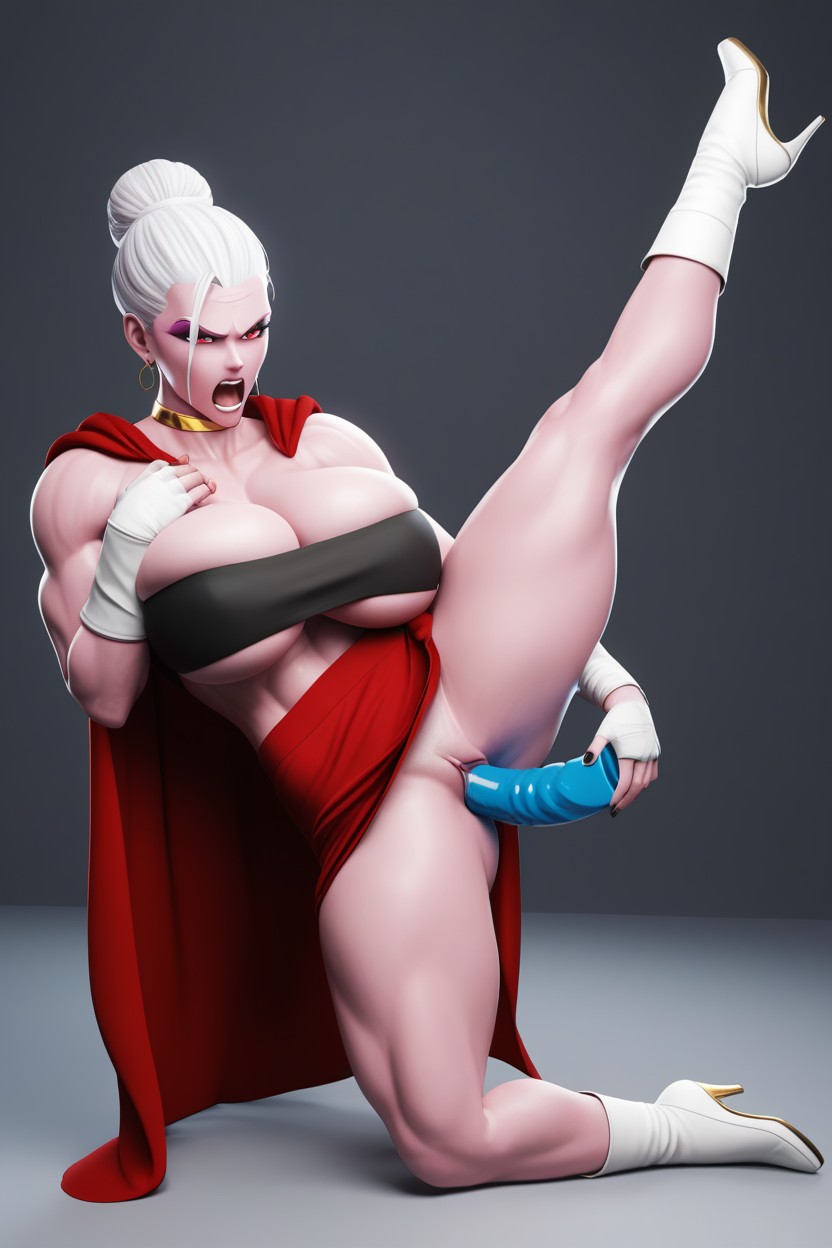 Muscular, Yelling, With A Black Underside And Is Attached To A Purple Jewel With A Golden Bezel She Also Wears A Golden Choker AI Porn