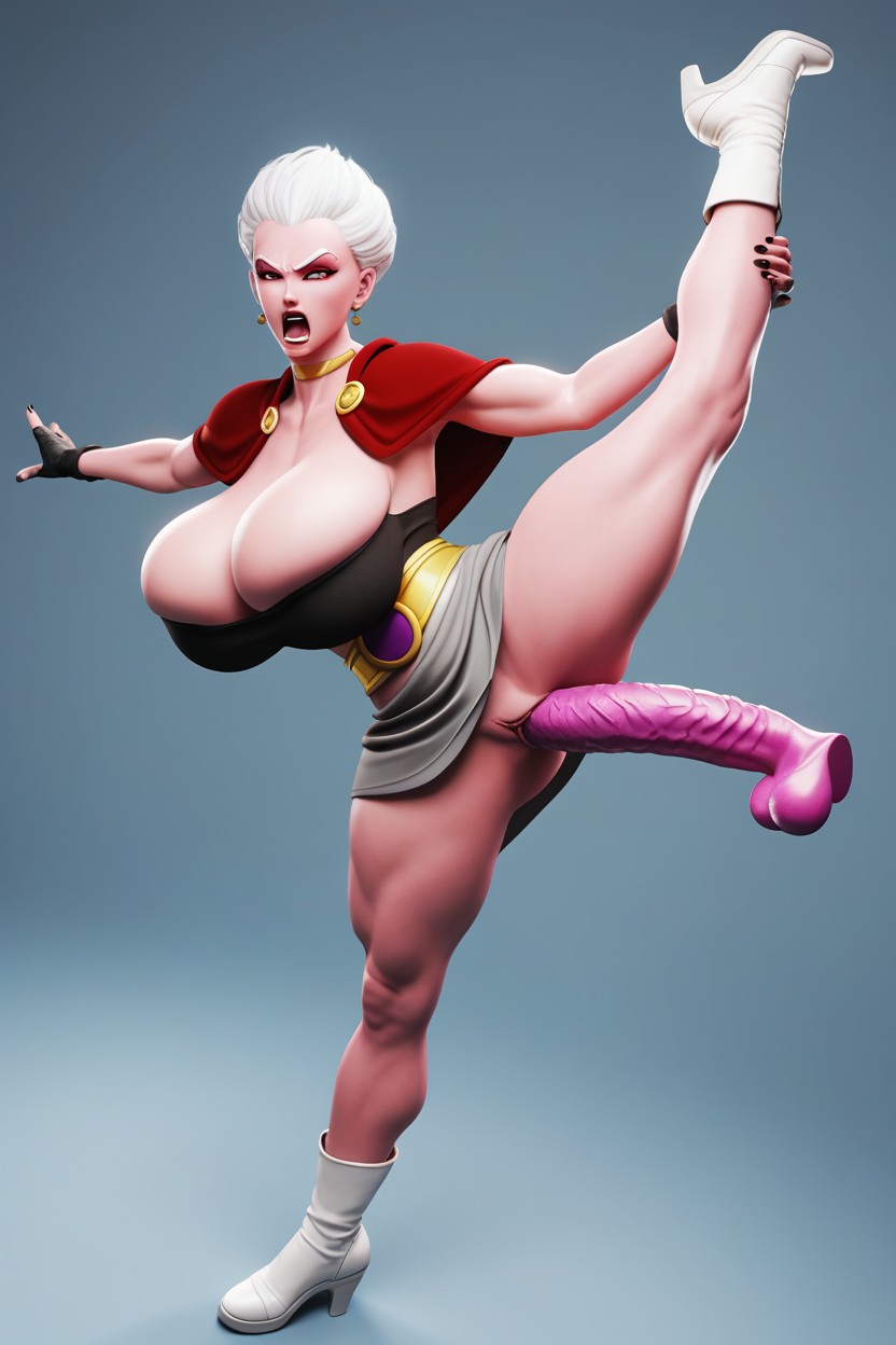 Yelling, White Hair, Maroon Eyeliners With Styled Eyelashes AI Porn