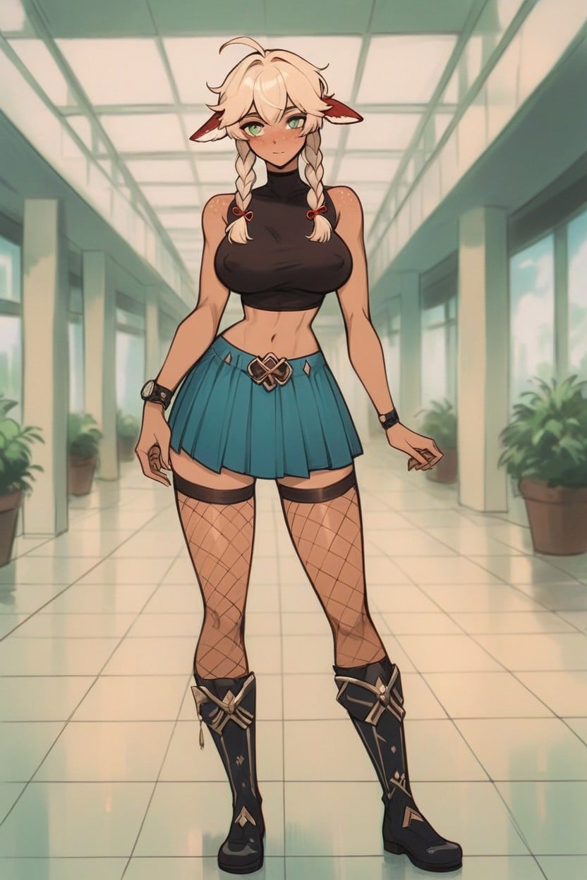 Standing, Black Shirt Skirt, Dynamic View Hentai AI Porn