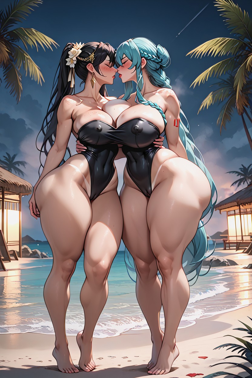 Toned Thighs, Hatsune Miku, Arched Back AI Porn