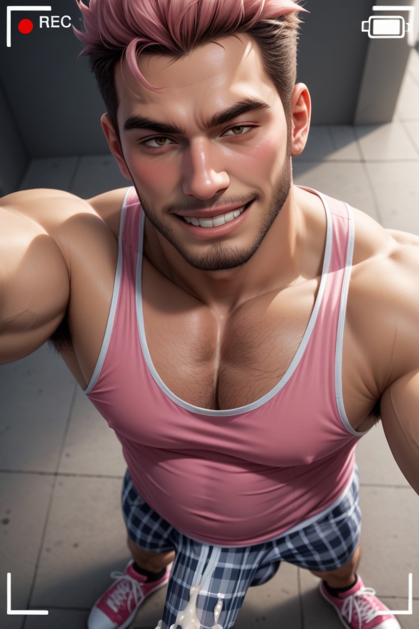Grabbing His Bulge Under His Underwear, Hand Inside Underwear, Recording AI Gay Porn