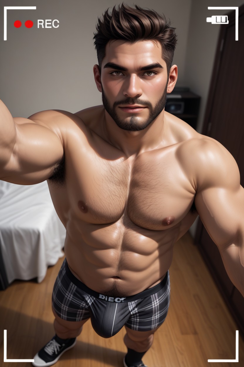 High Angle View, Wide Jaw, Bearded Porno IA Gay
