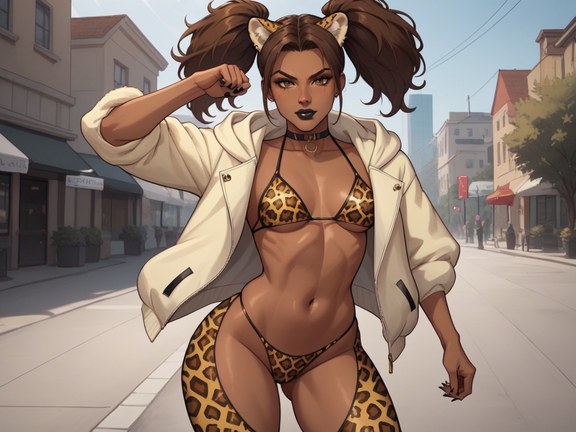 Gapped Thighs, Latína, Leopard Print Thigh High Socks Porno IA