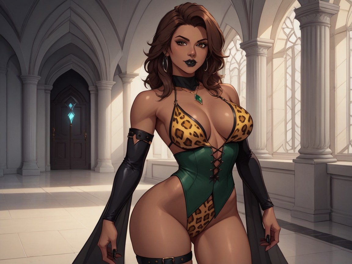 Brunette, High Contrast Colors, Gapped Thighs Hentai AI Porn
