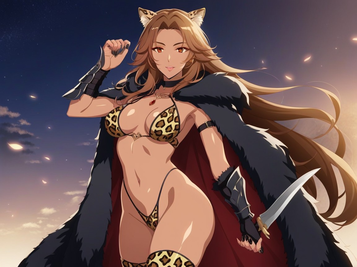 High Contrast Colors, Obsidian Jewelry, Leopard Cape Hentai AI Porn