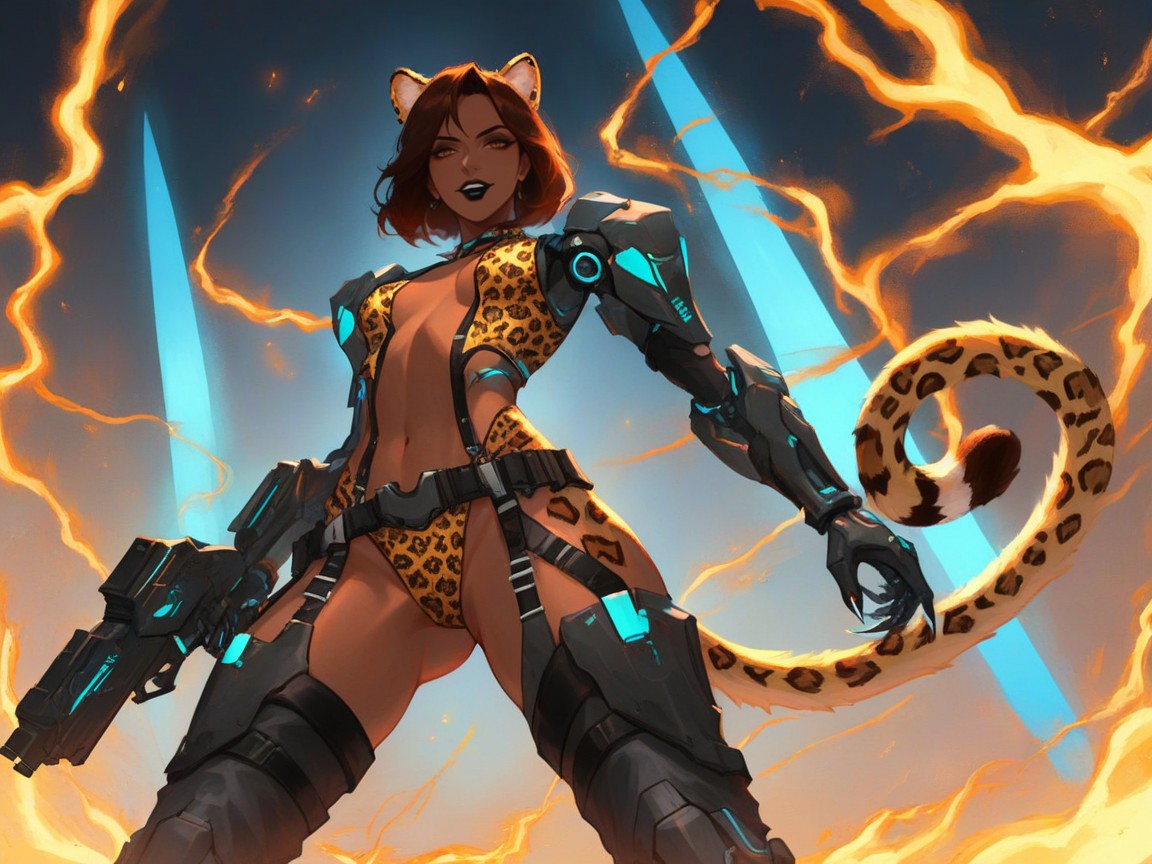 High Tight Breasts, Leopard Ears, Hips Wider Than Shoulders Latina AI Porn