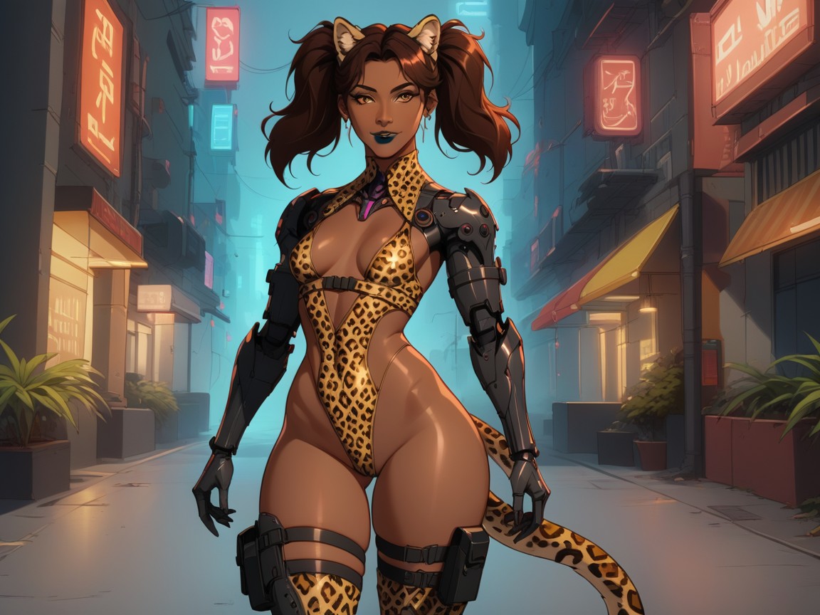 Leopard Ears, Leopard Print Cargo Pants, Robot Augments Porno IA latina