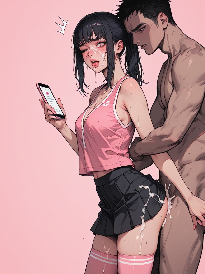 Pink Outfit, Wide Eyes, Shirtless AI Porn