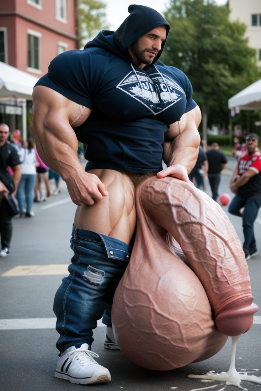 Public, Hyper Cock, Masturbation AI Gay Porn