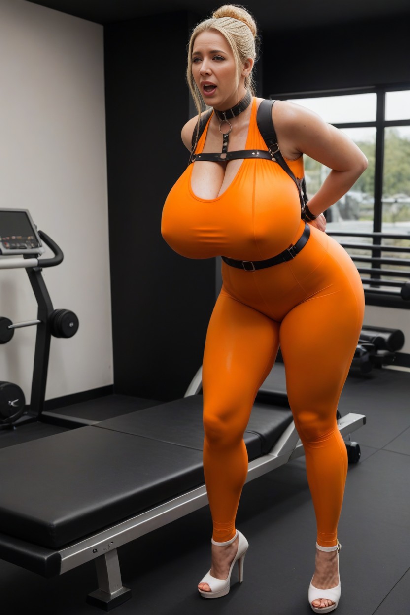 Tight Belts On Her Vagina, Gigantic Breast, Full Body Shot AIポルノ