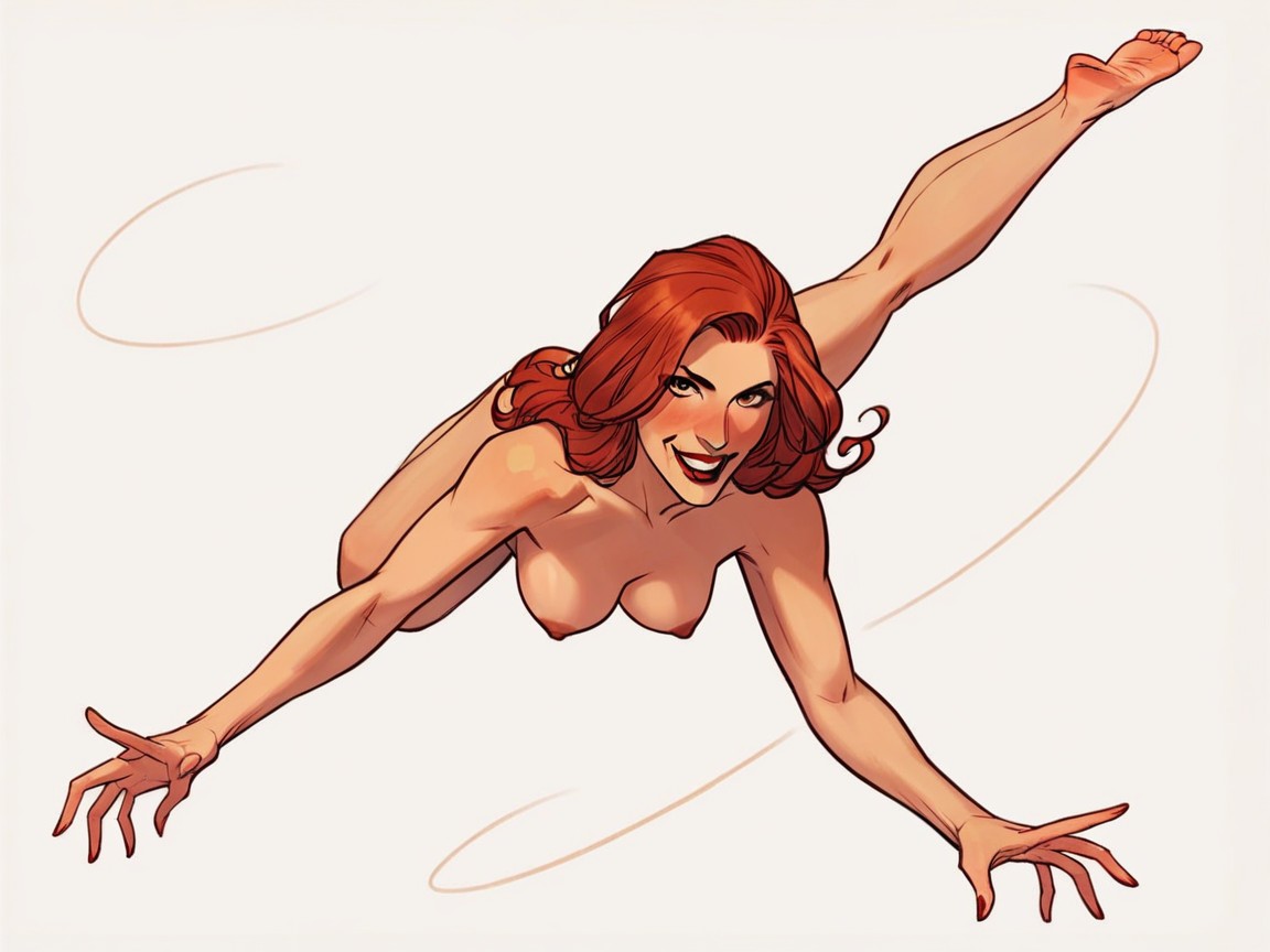 Feet In The Air, Blank White Background, Woman AI 포르노