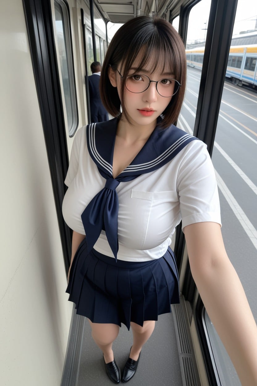眼鏡, フルボディ, No Makeup アジアのAIポルノ