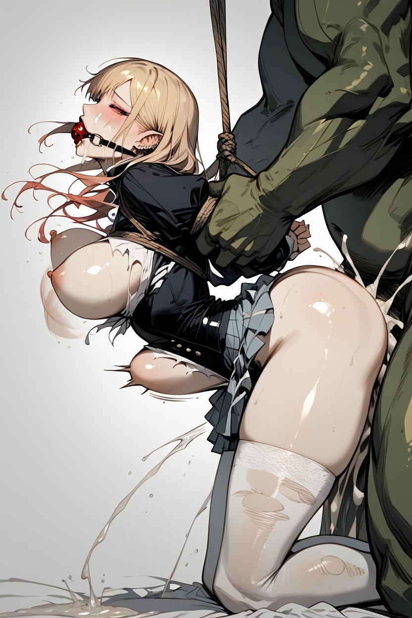 Giant Orc Grabbing Her Ass, Perfect Fingers, Skirt Hentai AI Porn