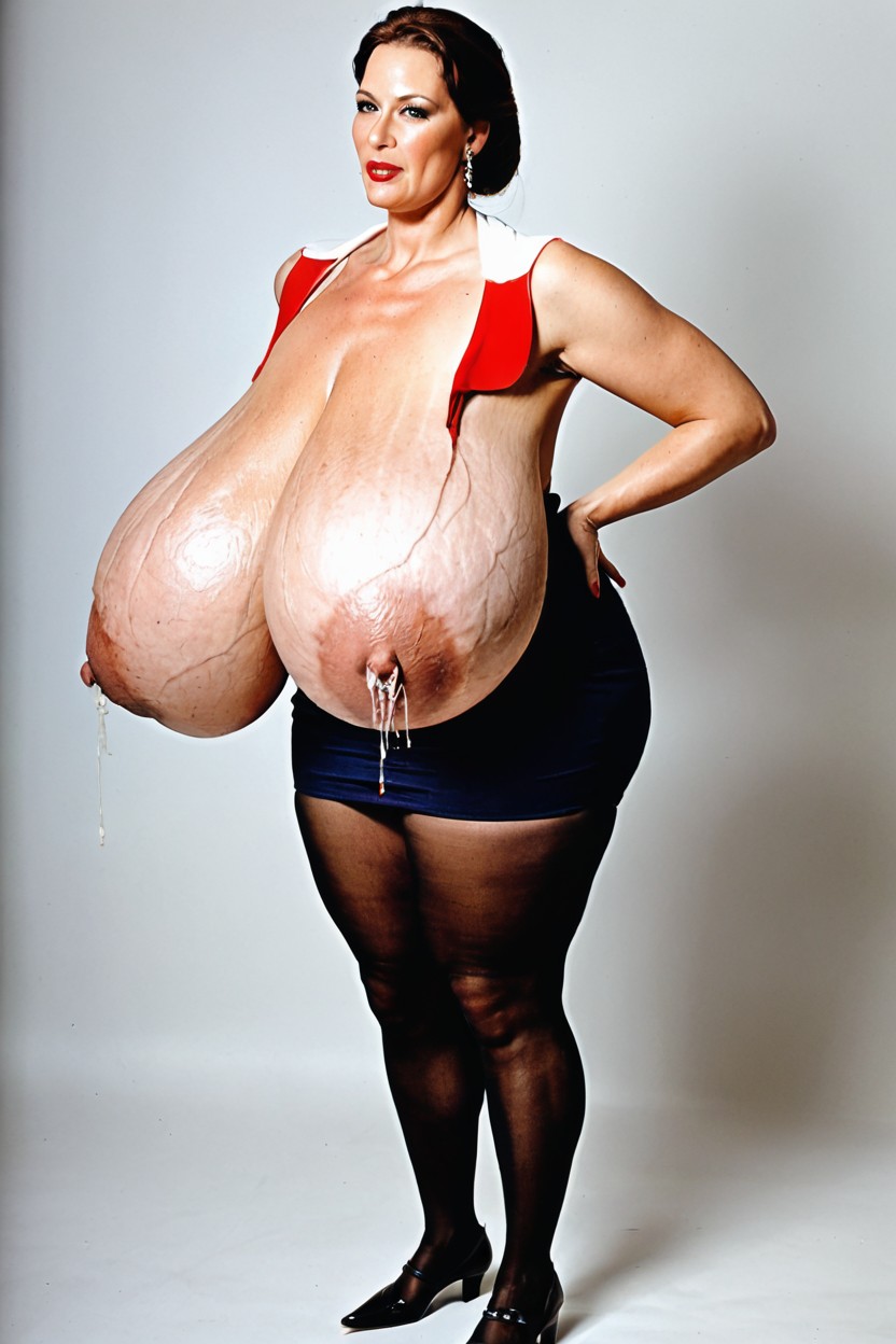 Wide Cleavage, Gigantic Breasts, Long Nipples AI Porn