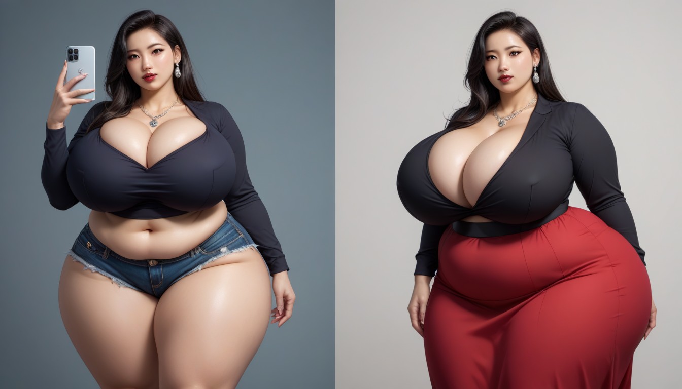 18+, Mega Engorged So Much More Hyper Fatter Engorged Hyper Mega Breasts And Fat Ass, Fat Gothic BBW AI Porn