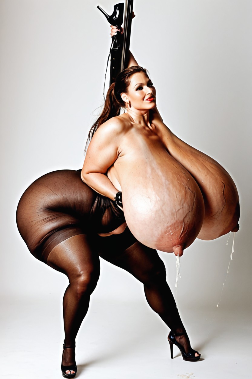 Standing, Giant Massive Gigantic Breasts, Saggy Tits AI 포르노