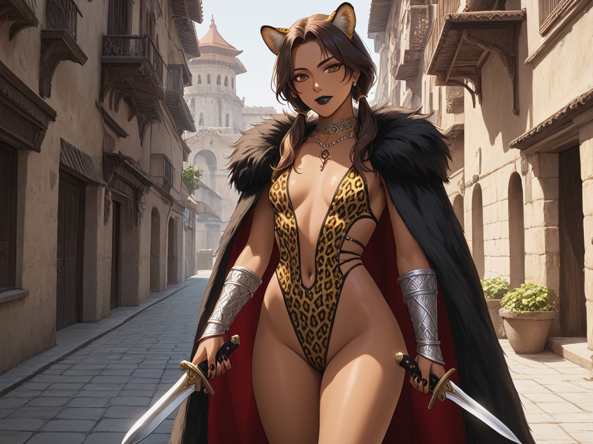 High Contrast Colors, Wide Round Hips, Small Breasts Hentai AI Porn
