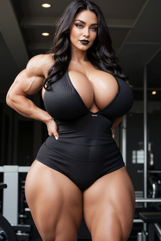 Ultra Muscular Arms, Baggy Sweat Pants, Bright Blue Eyes AI Porn