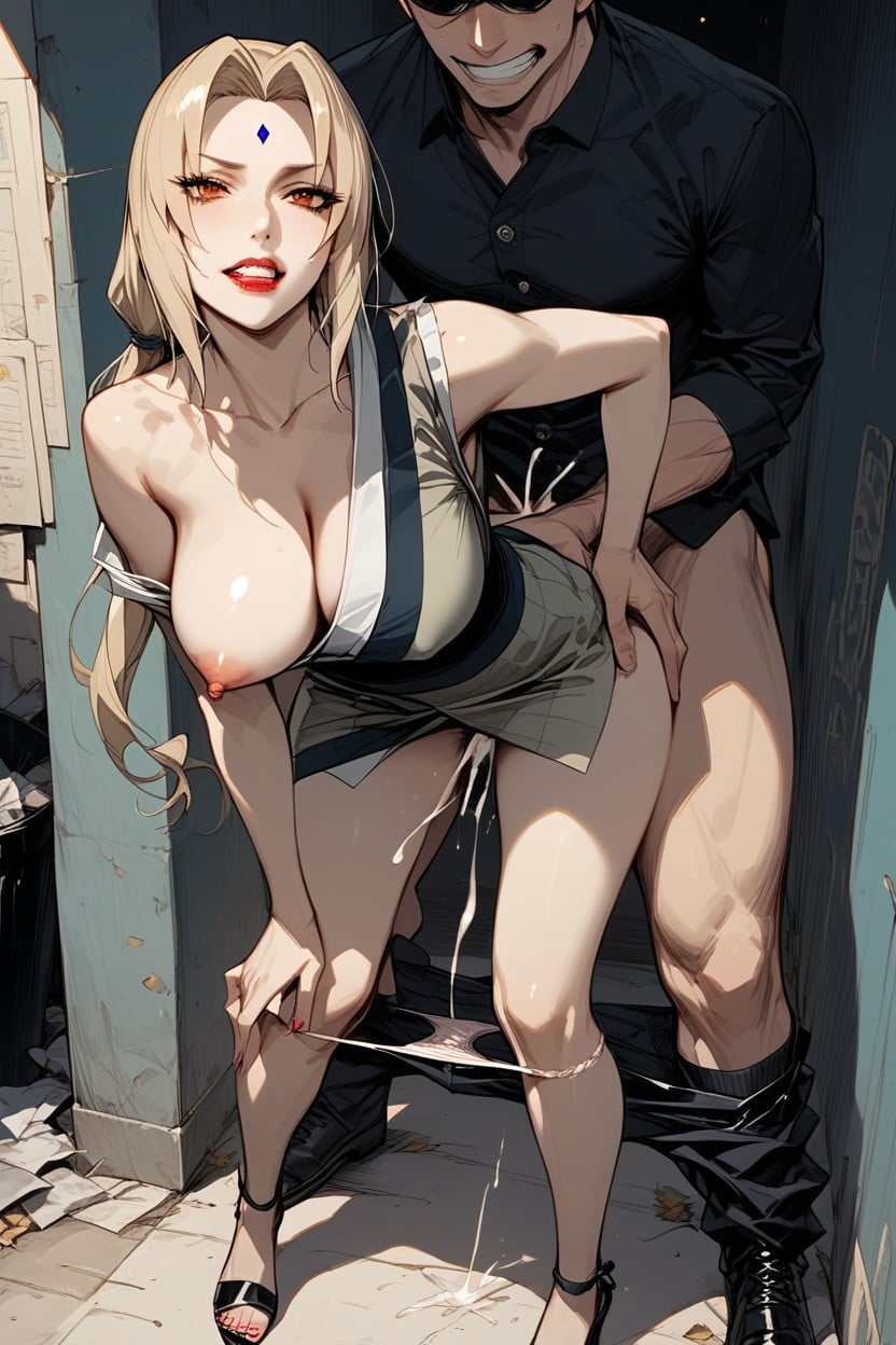 Alley, Trash, Pull Down Her Pants To Her Knees Hentai AI Porn