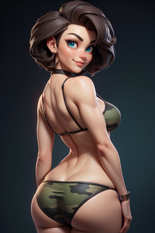 Buzzcut, Curvy Hips, Bikini Hentai AI Porn
