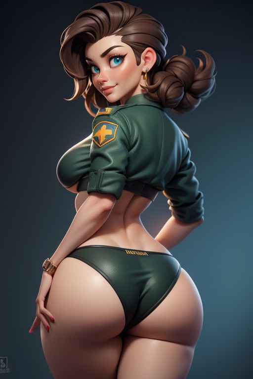 Thick And Curvy Body, Rear View, Head Bald On The Sides Hentai AI Porn