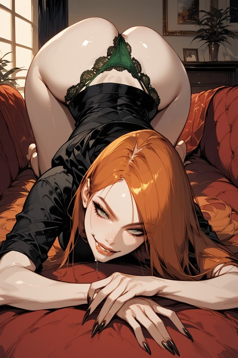 Biting Lips, On The Couch, Horny Face Hentai AI Porn
