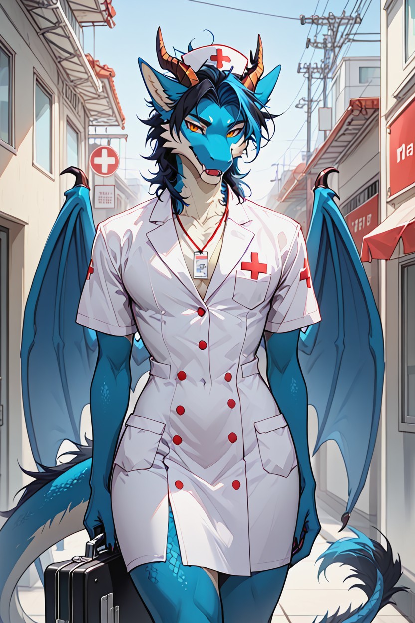 간호사, Dragon Horns, 18+ 퍼리 AI 포르노