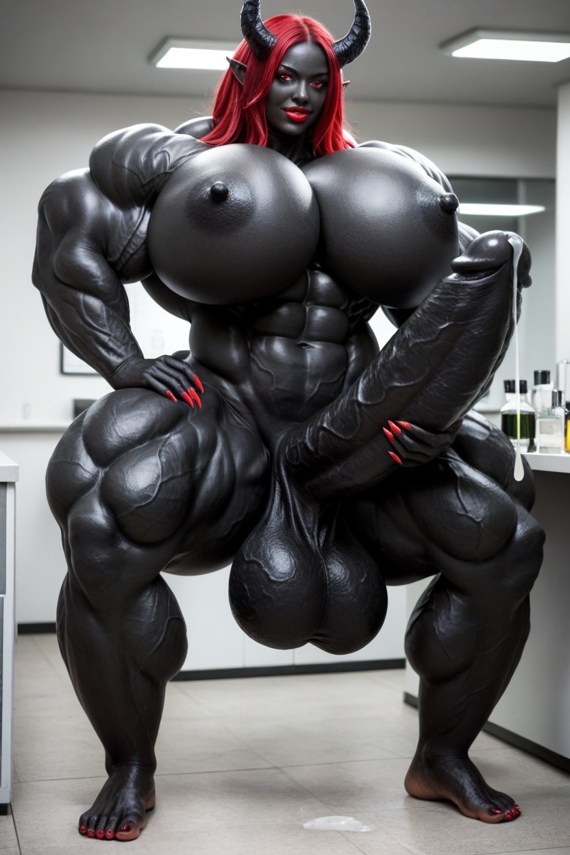 Toned Muscles, Extremely Swollen Veins, Hourglass Figure Shemale AI Porn