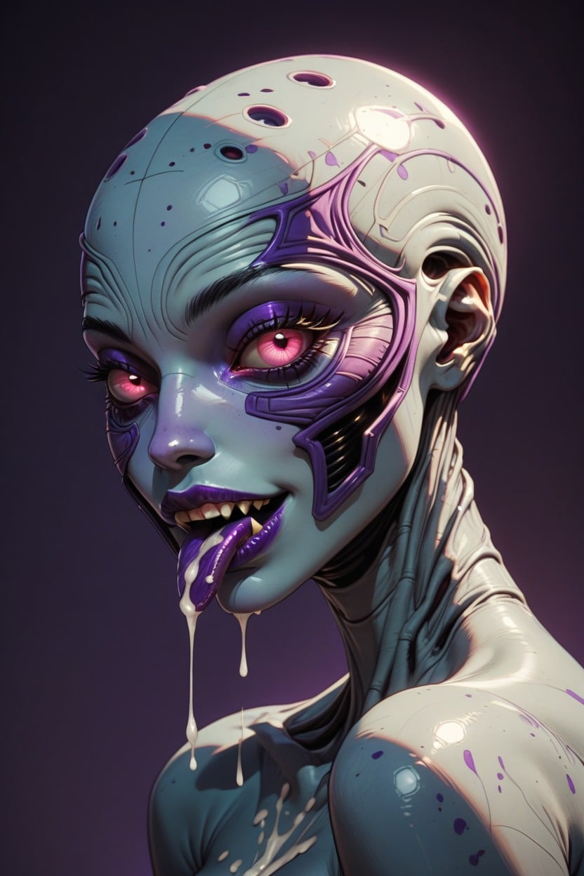 Tongue Out, Purple Lips, Looking Upwards Hentai AI Porn