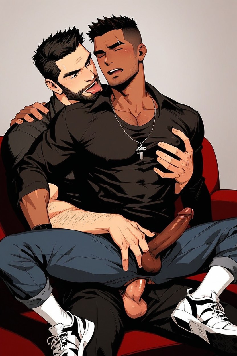 Is Being Groped, Tall Muscular Body, Is Being Licked On The Neck AI同性戀黃片