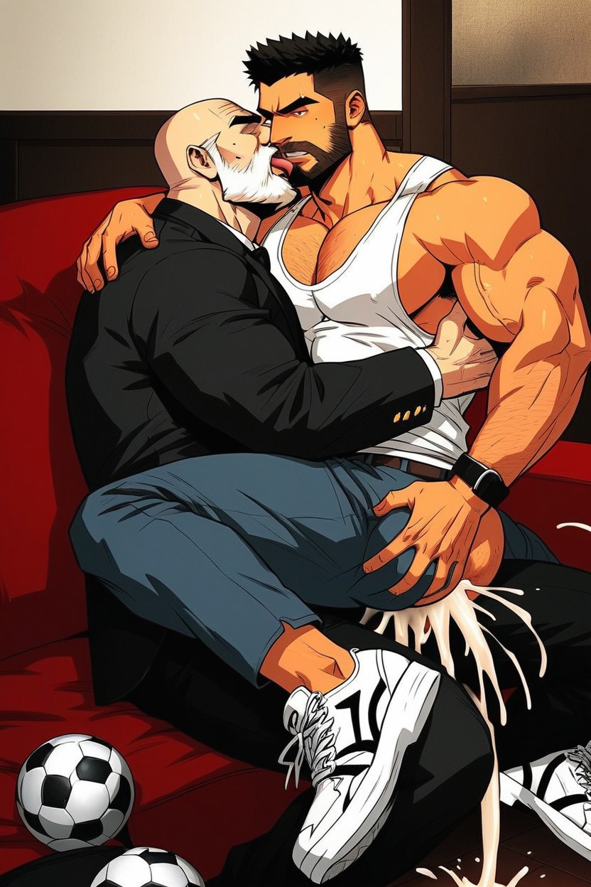 A Japanese Man, Gigantesque, With Slicked Back Black Hair Porno IA Gay