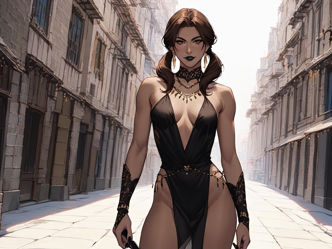 Dark Brown Skin, Leopard High Boots, Snatched Waist Hentai AI Porn