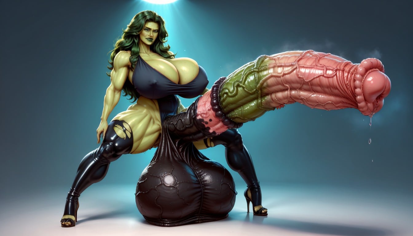 Exaggerated Huge Sagging Balls, Penis Expansion, Penis Porno IA