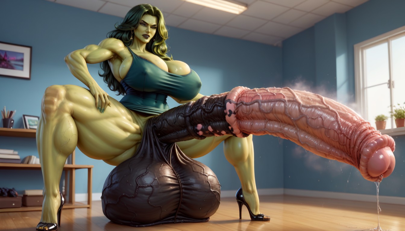 Massive Hyper Sagging Ballsack, Absurdly Veiny, Beautiful Face AI Porn