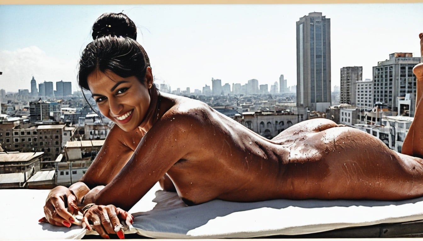 Oily Skin, Many Buildings, Black Hair AI Porn