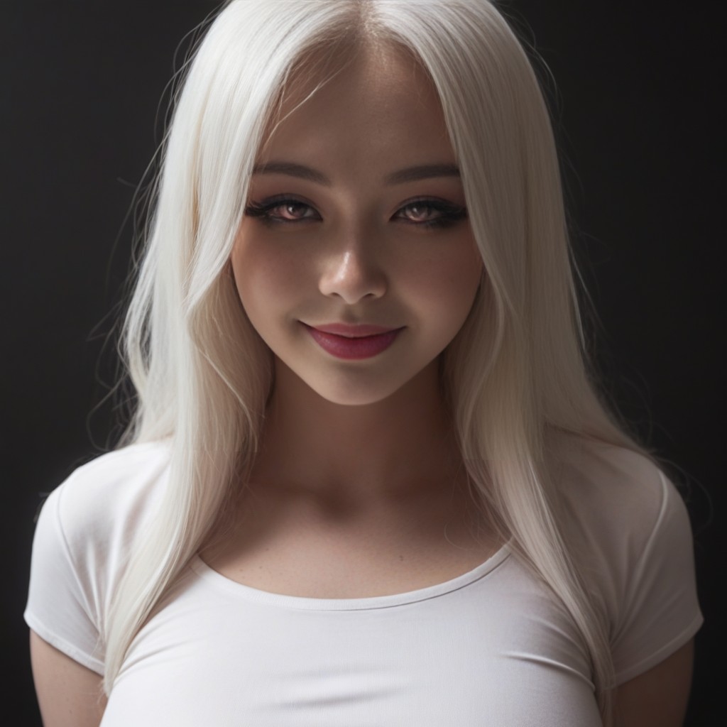 Extremely Tight White Crop Top, Form Fitting Clothes, Makeup AI Porn