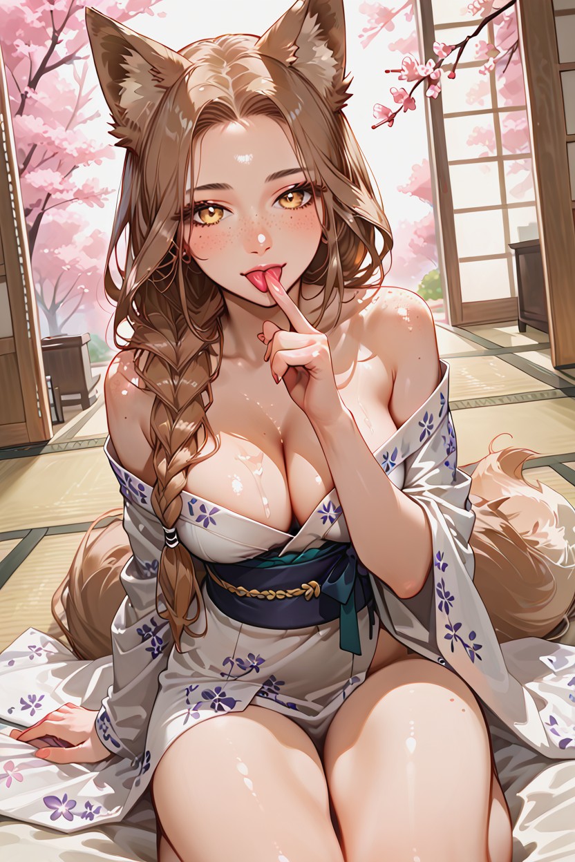 Hazel Hair, Kneeling, Playful Hentai AI Porn