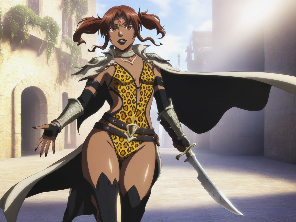 Fantasy Setting, Mischievous Pretty Face, Woman Holding Obsidian Knife Hentai AI Porn
