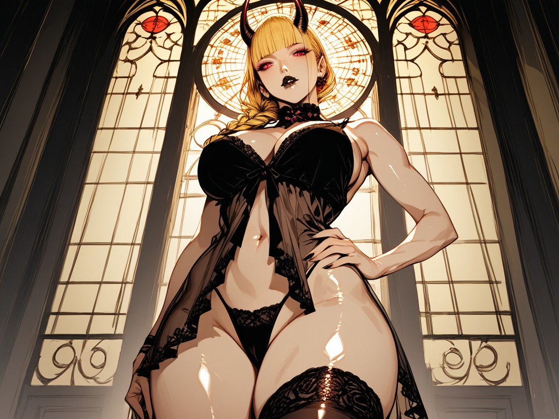 Blonde Hair, Dark Lighting, Smooth Rendering Porno IA