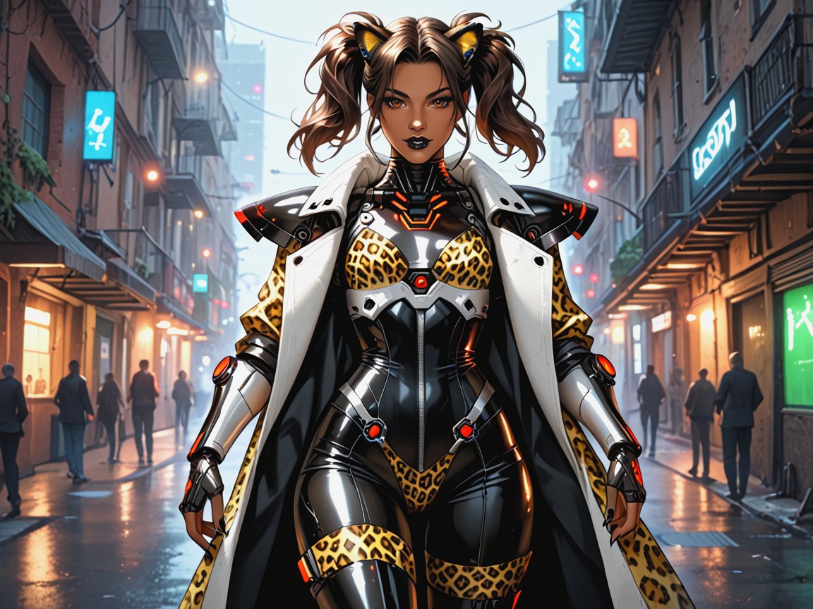Black Robot Light Armor, Tight Round Ass, Gapped Thighs Latina AI Porn