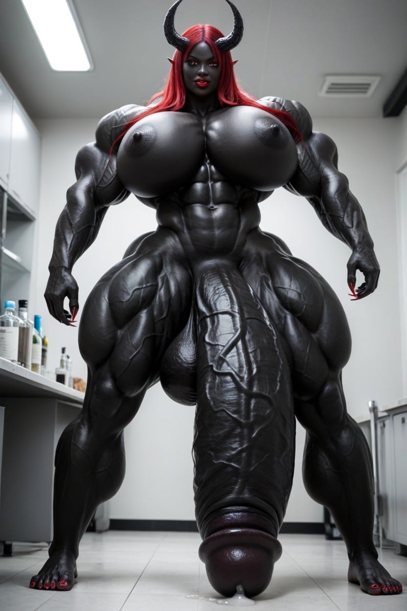 Extremely Swollen Veins, Her Cock Is A Flared Cock, Gigantic Veins All Over Her Body Shemale AI Porn