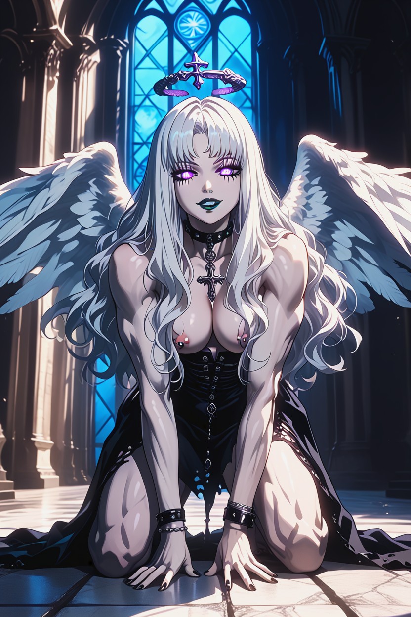 Nude, Piergings, Purple Eyes Hentai AI Porn