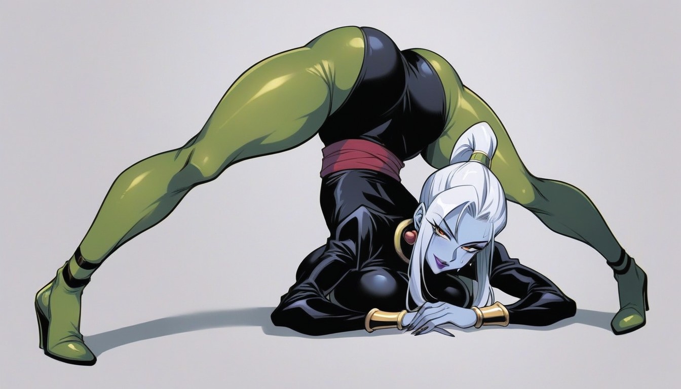 Side View, White Hair, Large Breasts Hentai AI Porn