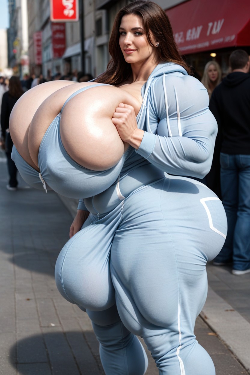 Futa Is Taller, Huge Muscles, Toned Muscles Shemale AI Porn