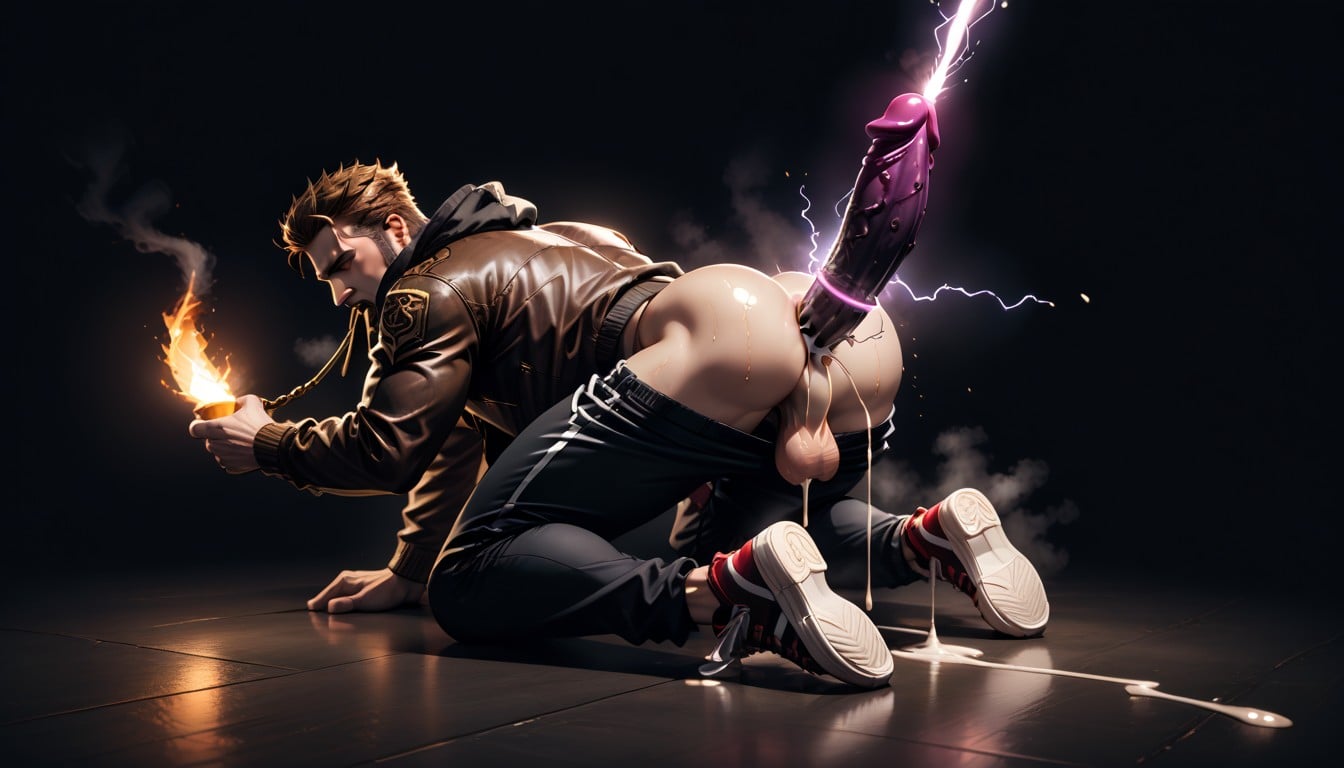 Ass Up, Creampie, Fucked By God Of Thunder As Electric Dildo Porno IA Gay