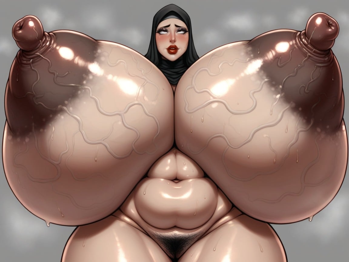 Shiny Nipples, Sweaty, Hyper Nipples Hentai AI Porn