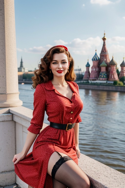 Curly Hair, Veryhappy Woman, S Pinup Model AI Porn
