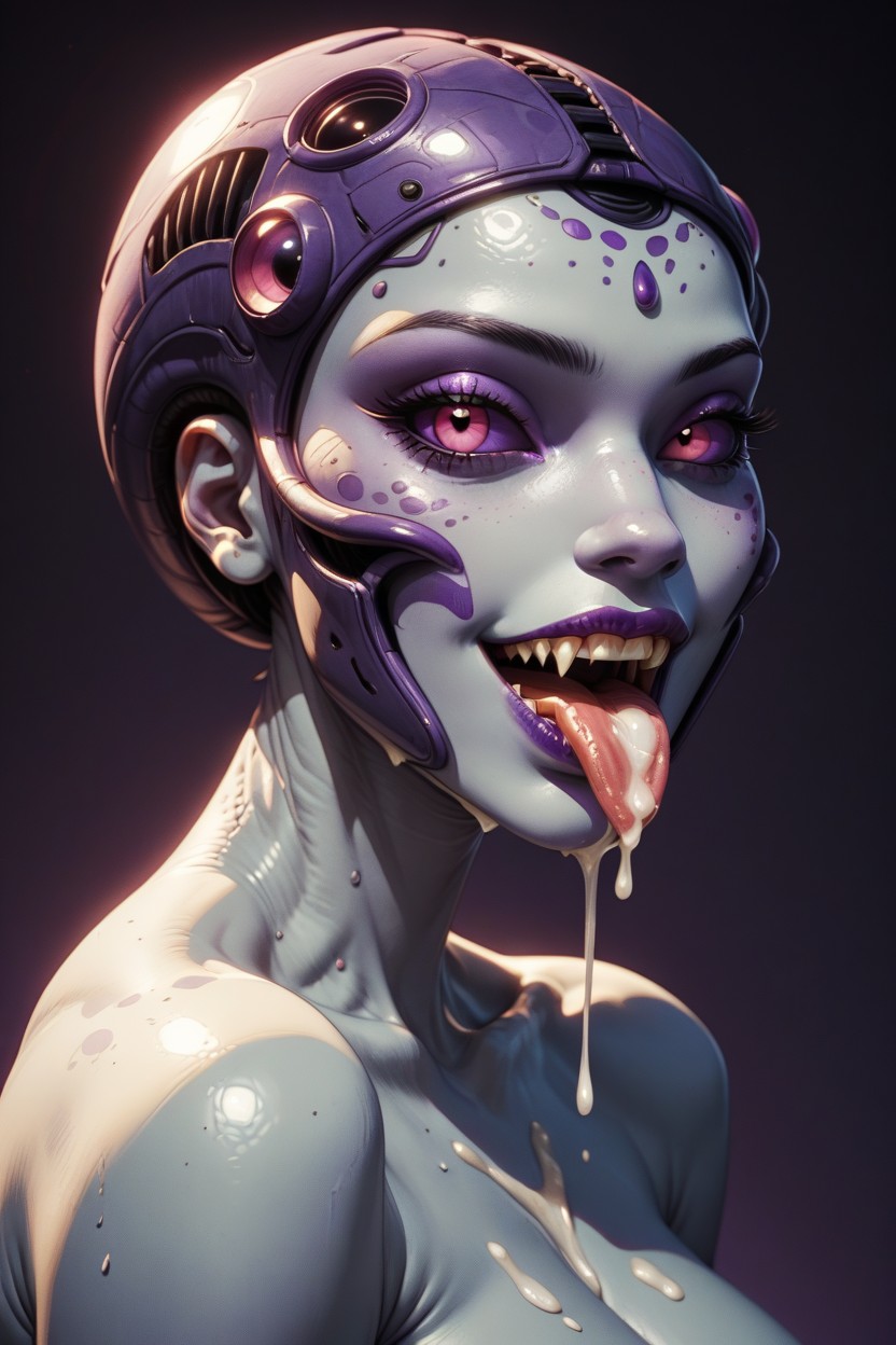 Oversized Eyes Anime Style, Purple Lips, Body Hentai AI Porn