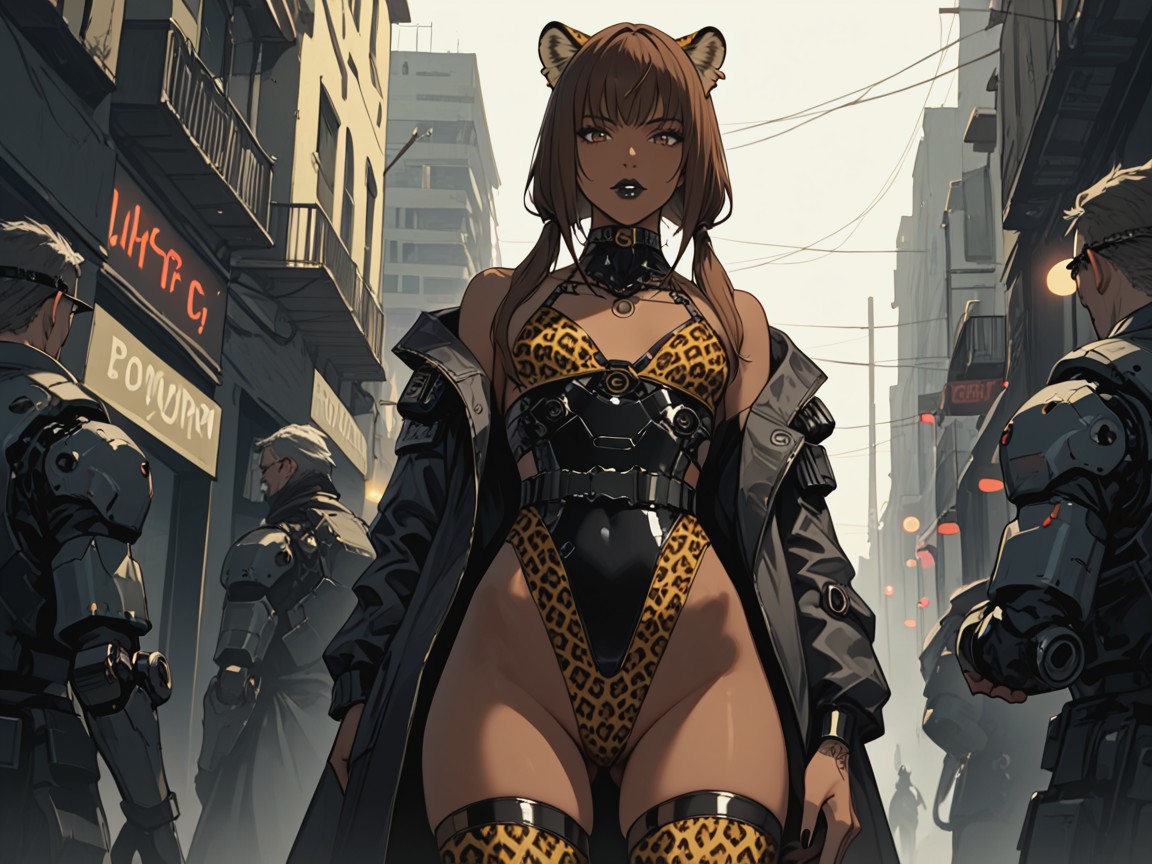 Black Robot Light Armor, Sloped Shoulders, Snatched Waist Latina AI Porn