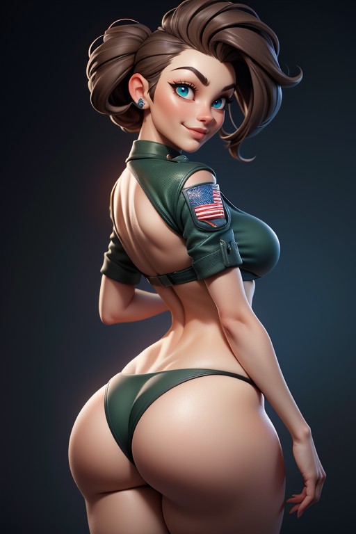 Shaved Bald On The Sides Of Head, Tall Thick And Curvy Perfect Body, Thick Thighs Hentai AI Porn